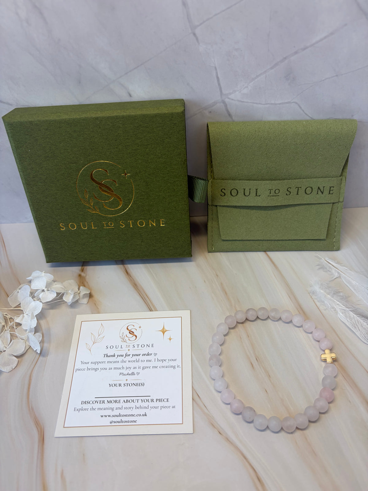 Signature Frosted Rose Quartz Kiss Charm Bracelet