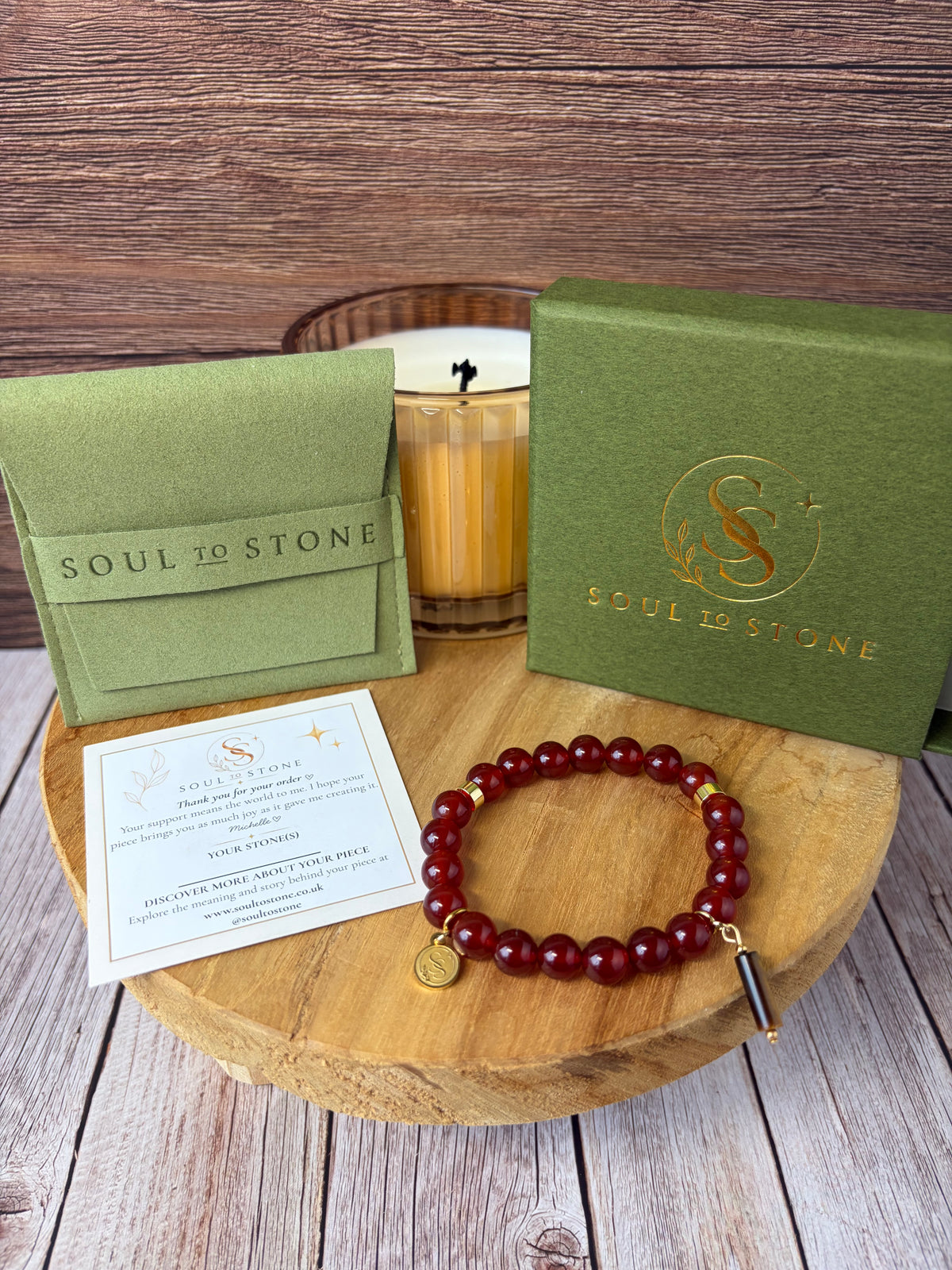 Statement Fire Carnelian Bracelet with Tigers Eye Pendant Drop Charm
