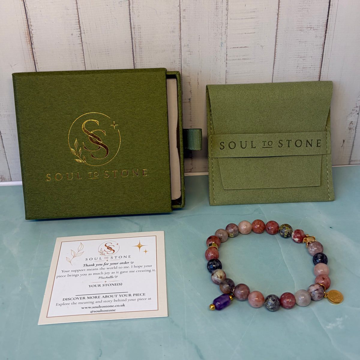 Statement Lepidolite Amethyst Pendant and Turtle Charm Bracelet