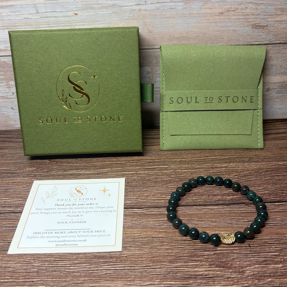 Signature Bloodstone Bracelet with a Leaf Charm