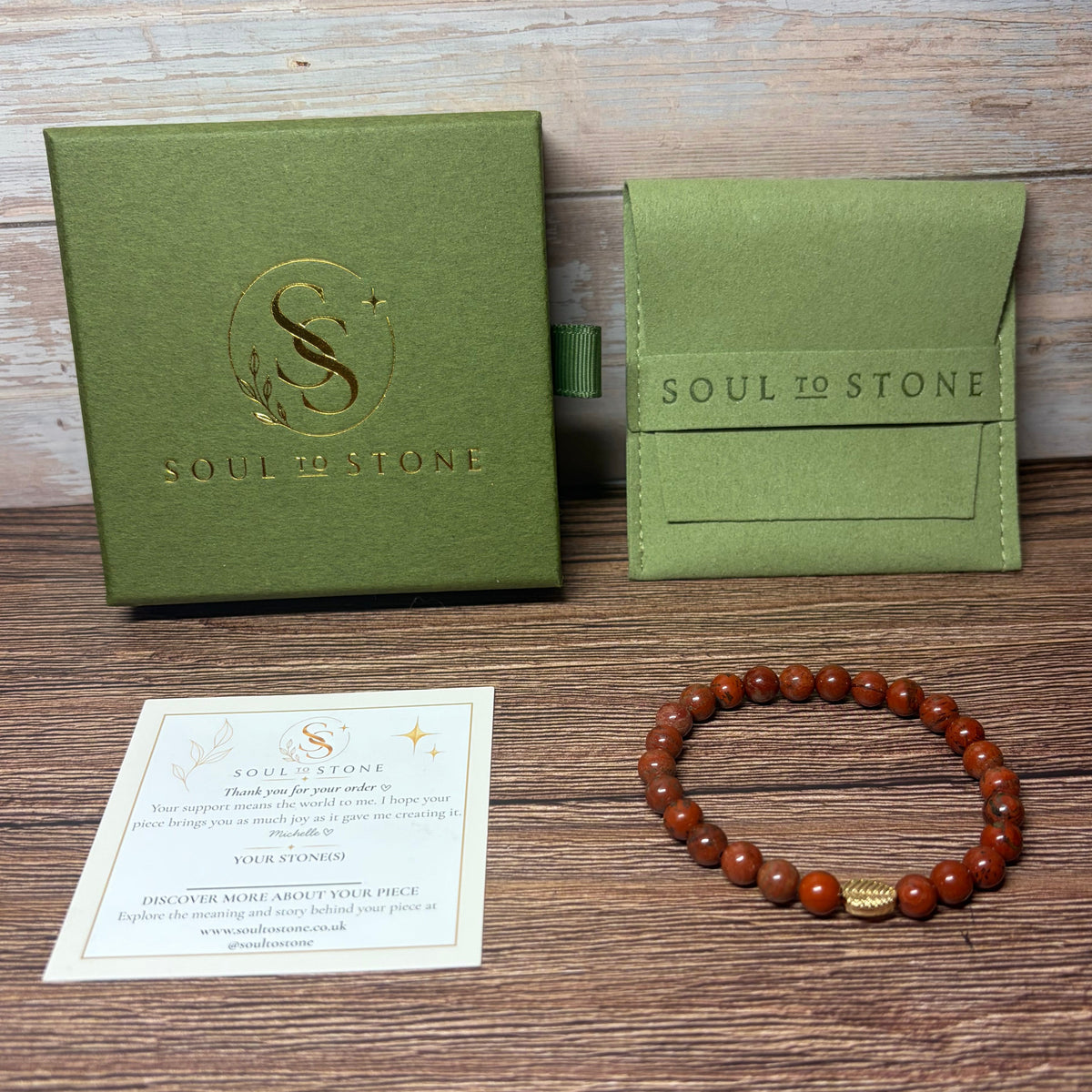 Signature Red Jasper Bracelet with a Leaf Charm