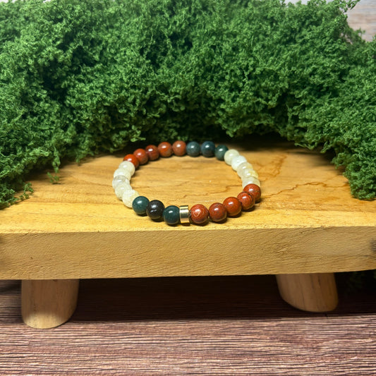 Signature Red Jasper, Moss Agate and Moonstone Bracelet