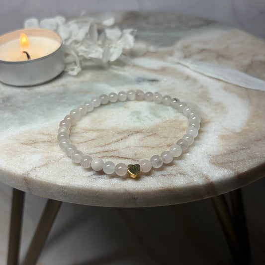 Whisper Pale Violet Jade Heart Charm Bracelet