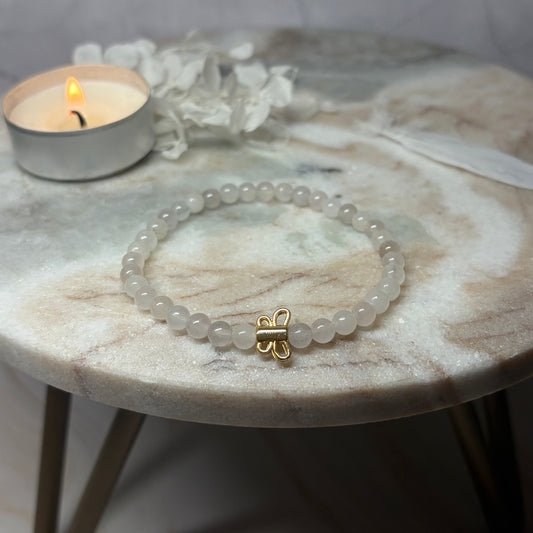 Whisper Pale Violet Jade Butterfly Charm Bracelet