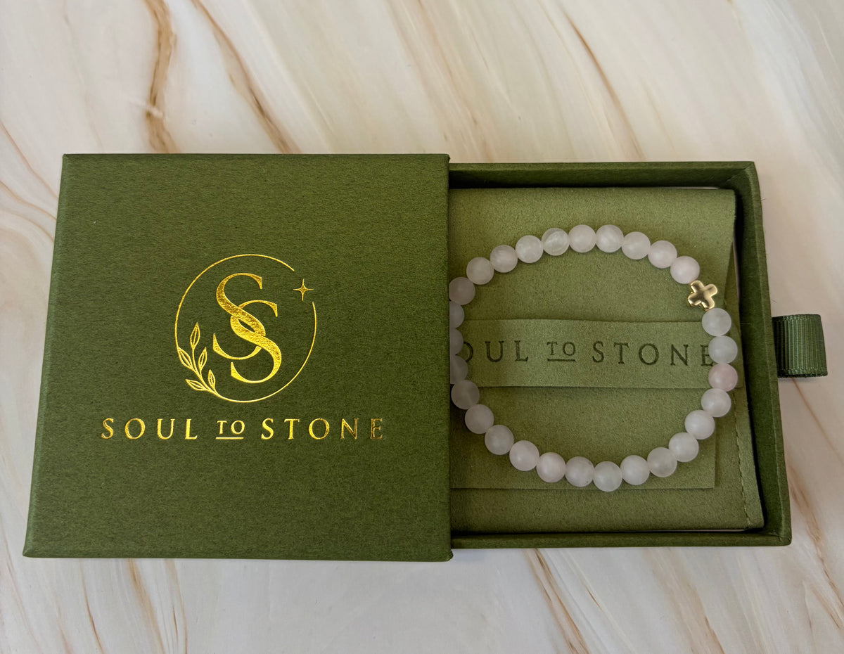 Signature Frosted Rose Quartz Kiss Charm Bracelet