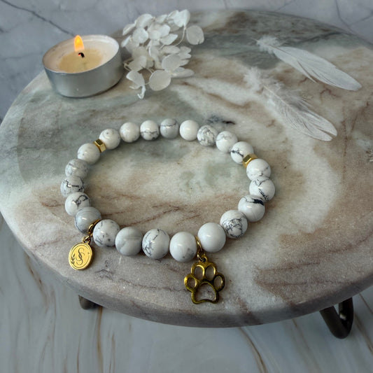 Statement Howlite Paw Print Bracelet