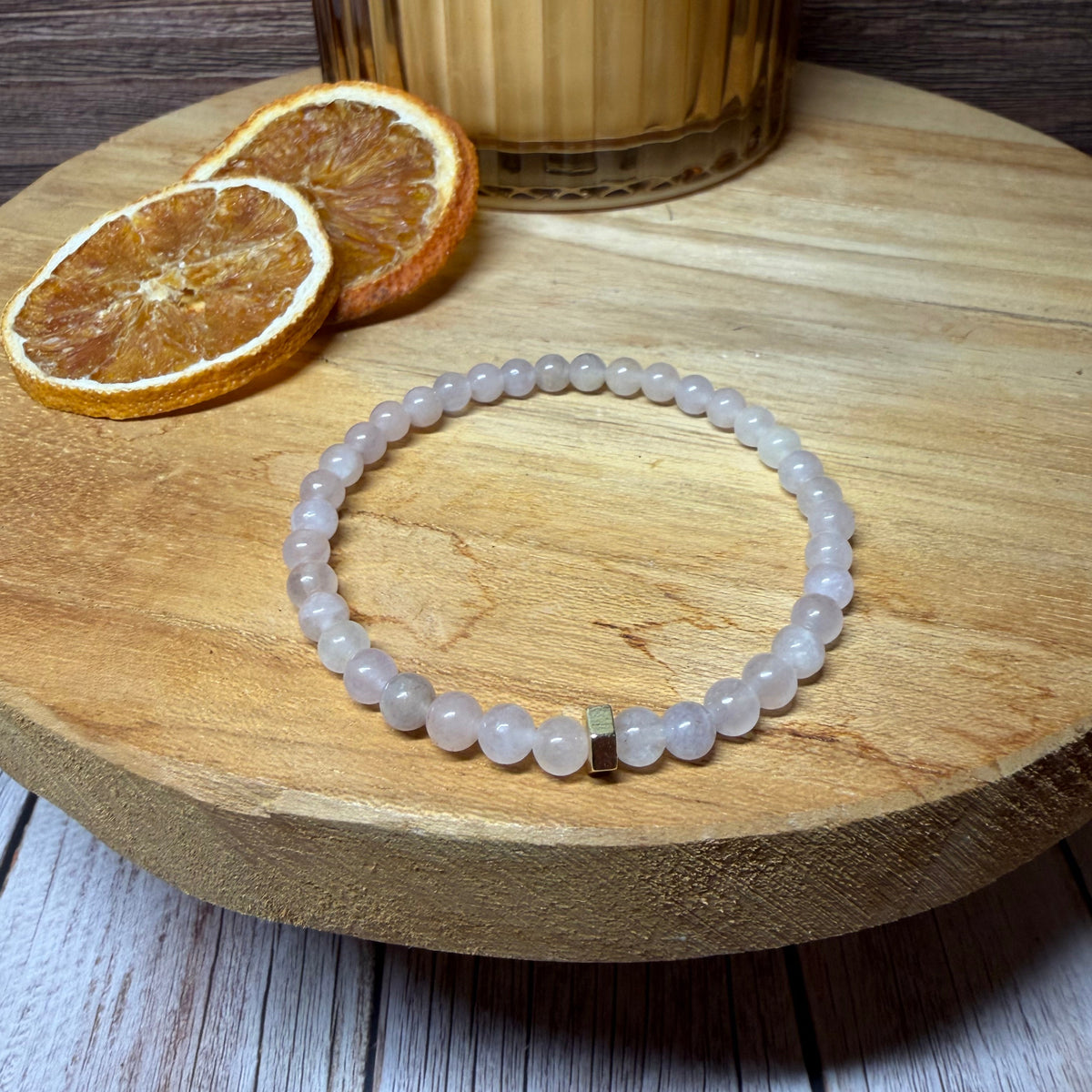 Whisper Violet Jade Hexagonal Charm Bracelet