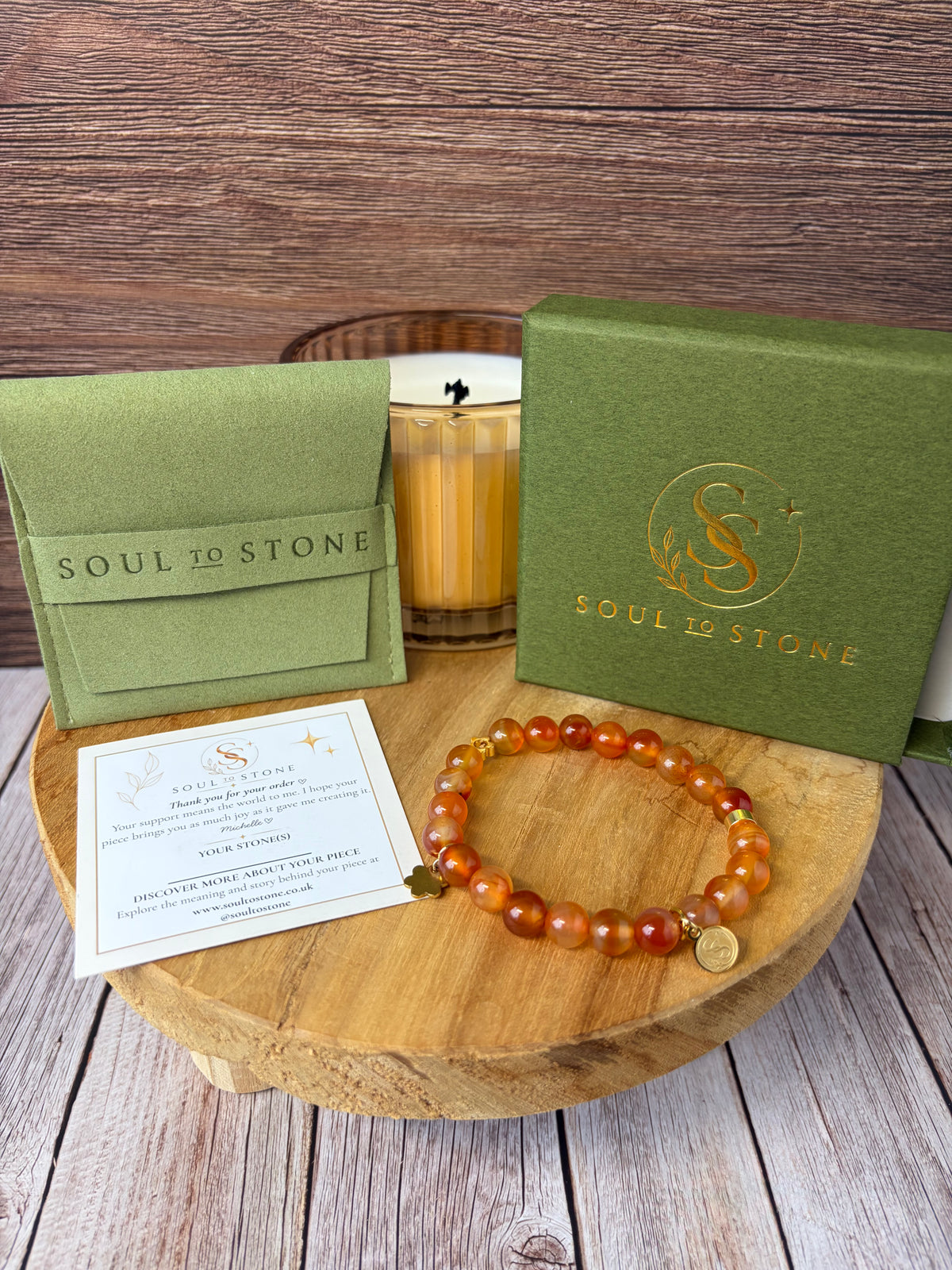 Statement Carnelian Flower Pendant Bracelet