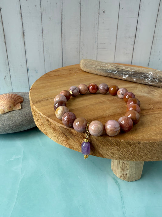 Sovereign Indian Agate and Amethyst Bracelet