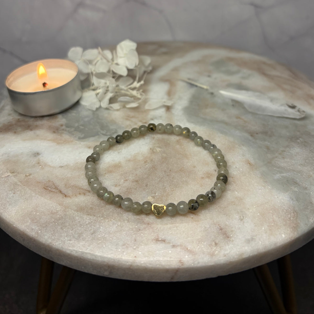 Whisper Labradorite Heart Charm Bracelet