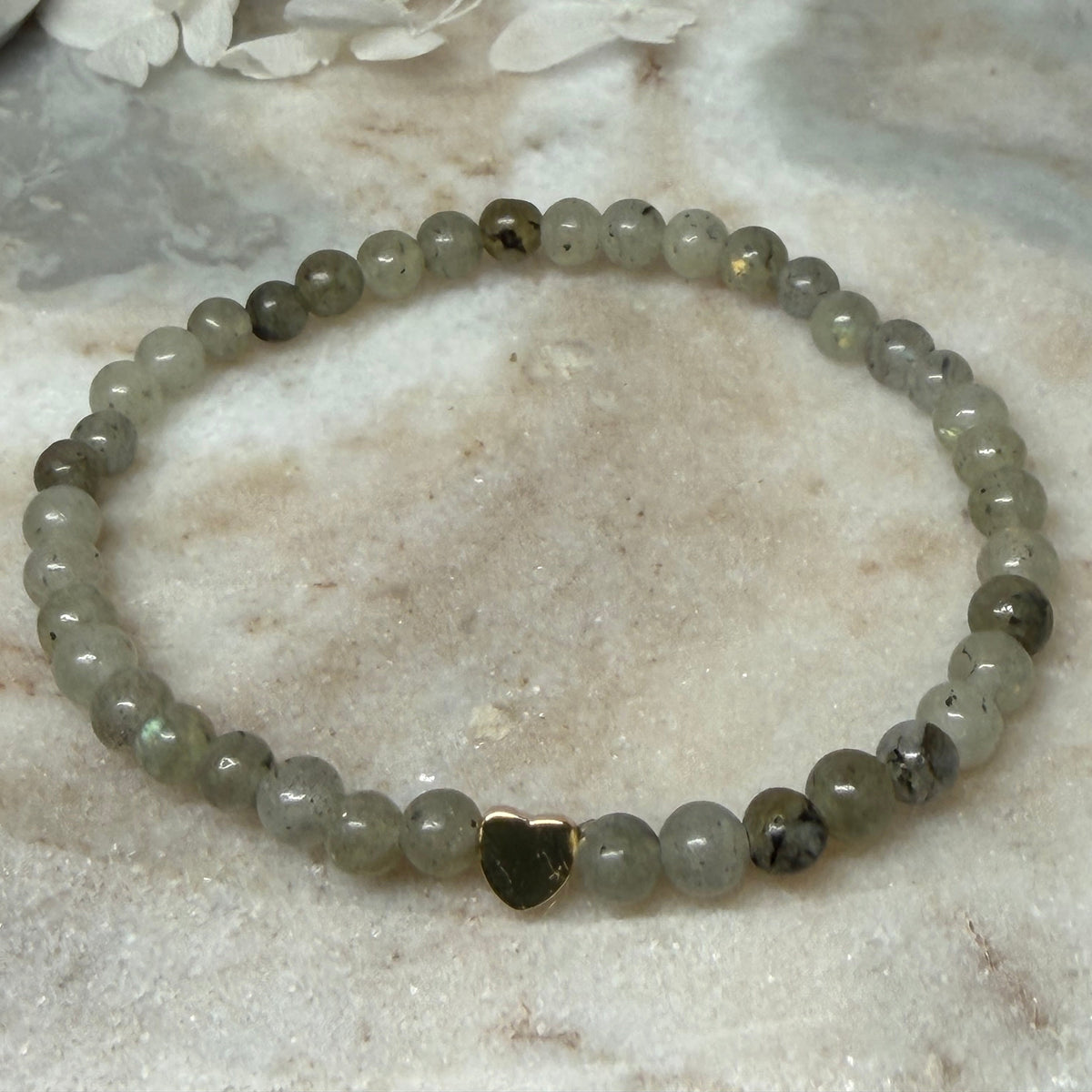 Whisper Labradorite Heart Charm Bracelet