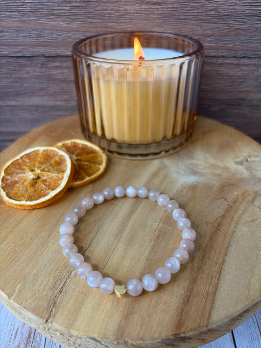 Signature Peach Moonstone Heart Charm Bracelet