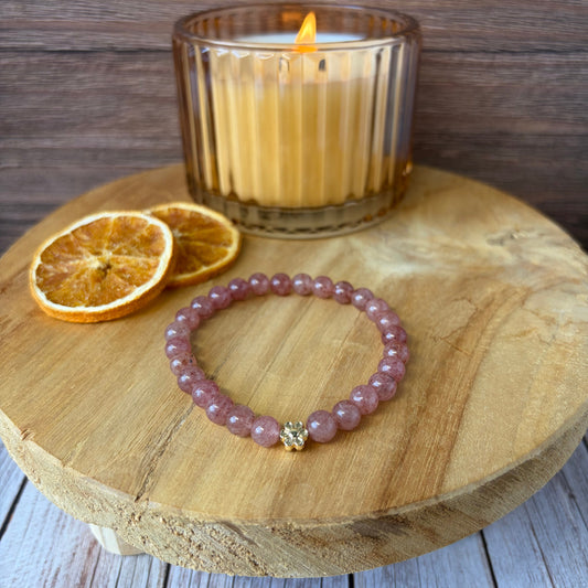 Signature Strawberry Quartz Flower Charm Bracelet