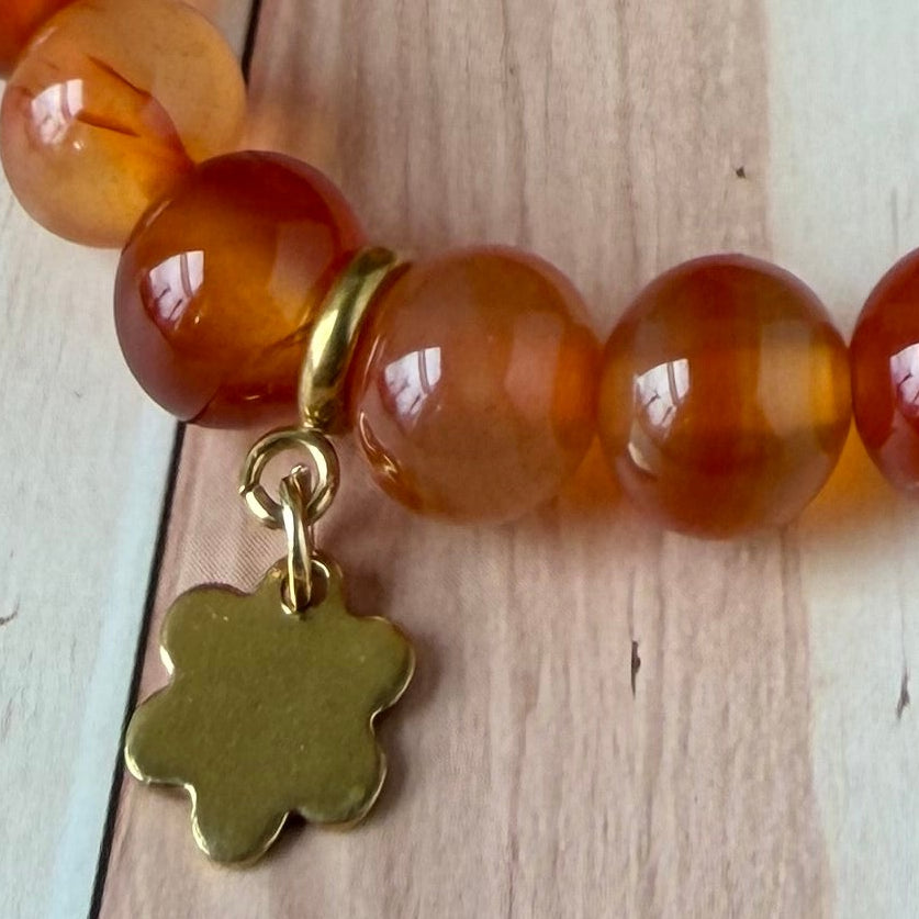 Statement Carnelian Flower Pendant Bracelet