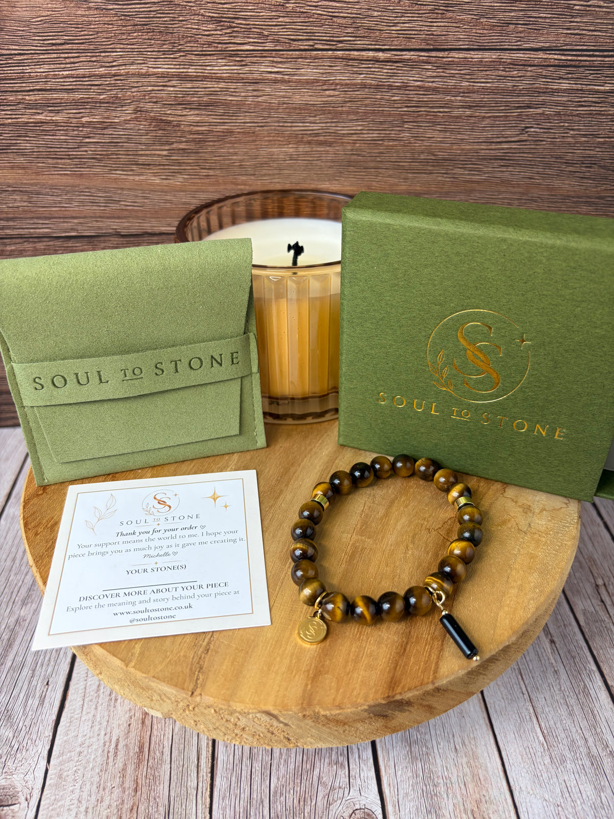 Statement Tiger's Eye Bracelet with Black Onyx Pendant
