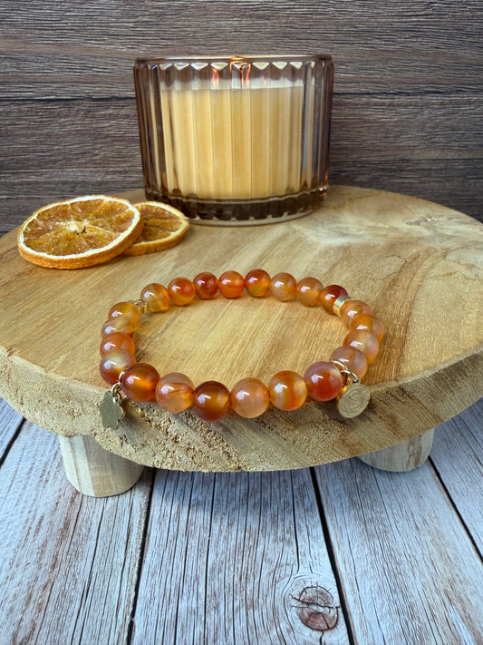 Statement Carnelian Flower Pendant Bracelet