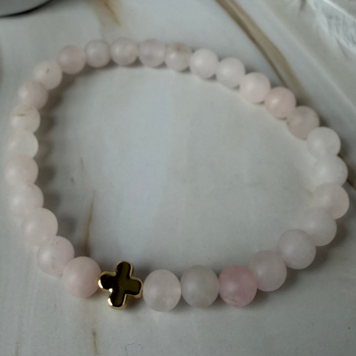 Signature Frosted Rose Quartz Kiss Charm Bracelet