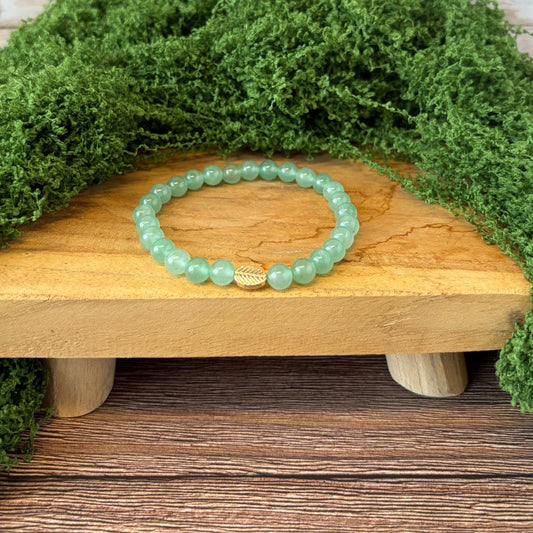 Signature Green Aventurine Leaf Charm Bracelet