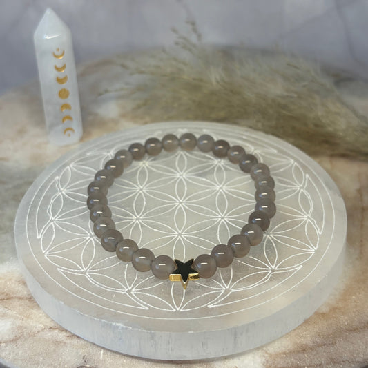 Signature Grey Agate Star Charm Bracelet