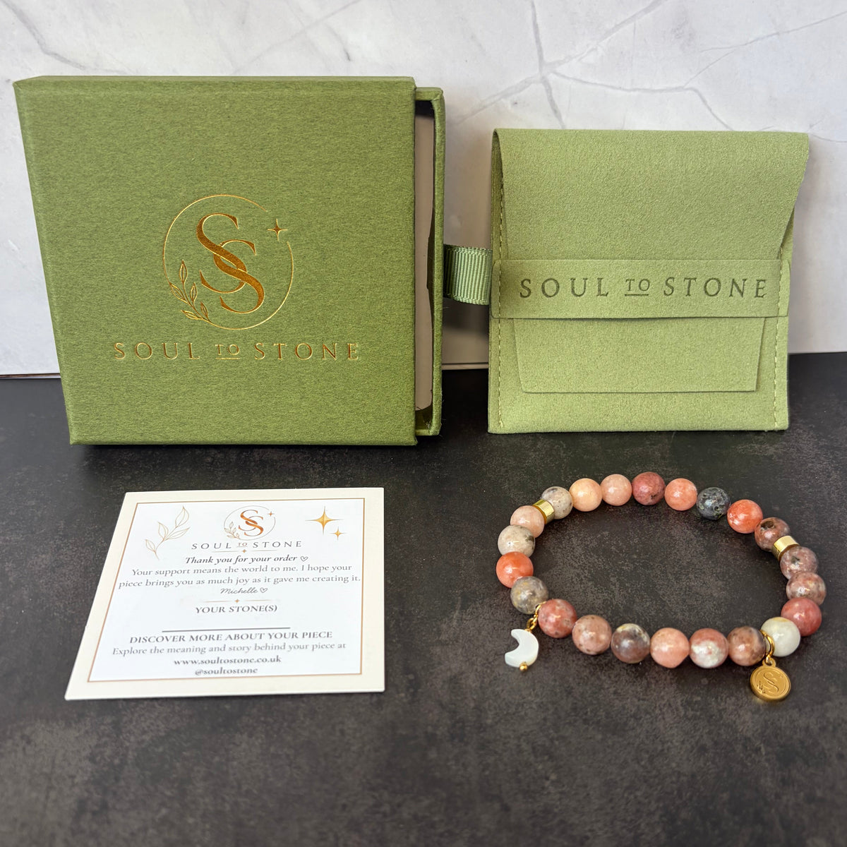Statement Lepidolite Bracelet with a Freshwater Pearl Crescent Moon Drop Charm