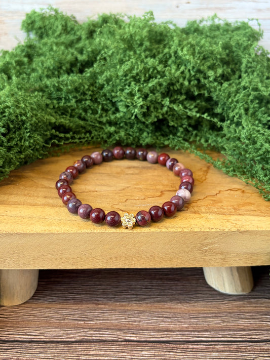 Signature Mookaite Bracelet with a Flower Charm