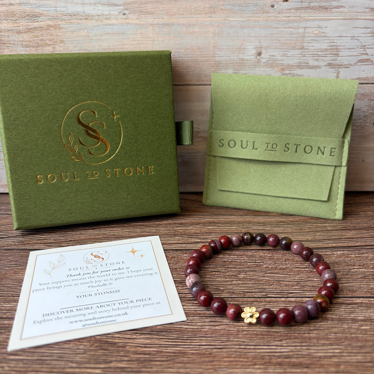Signature Mookaite Bracelet with a Flower Charm