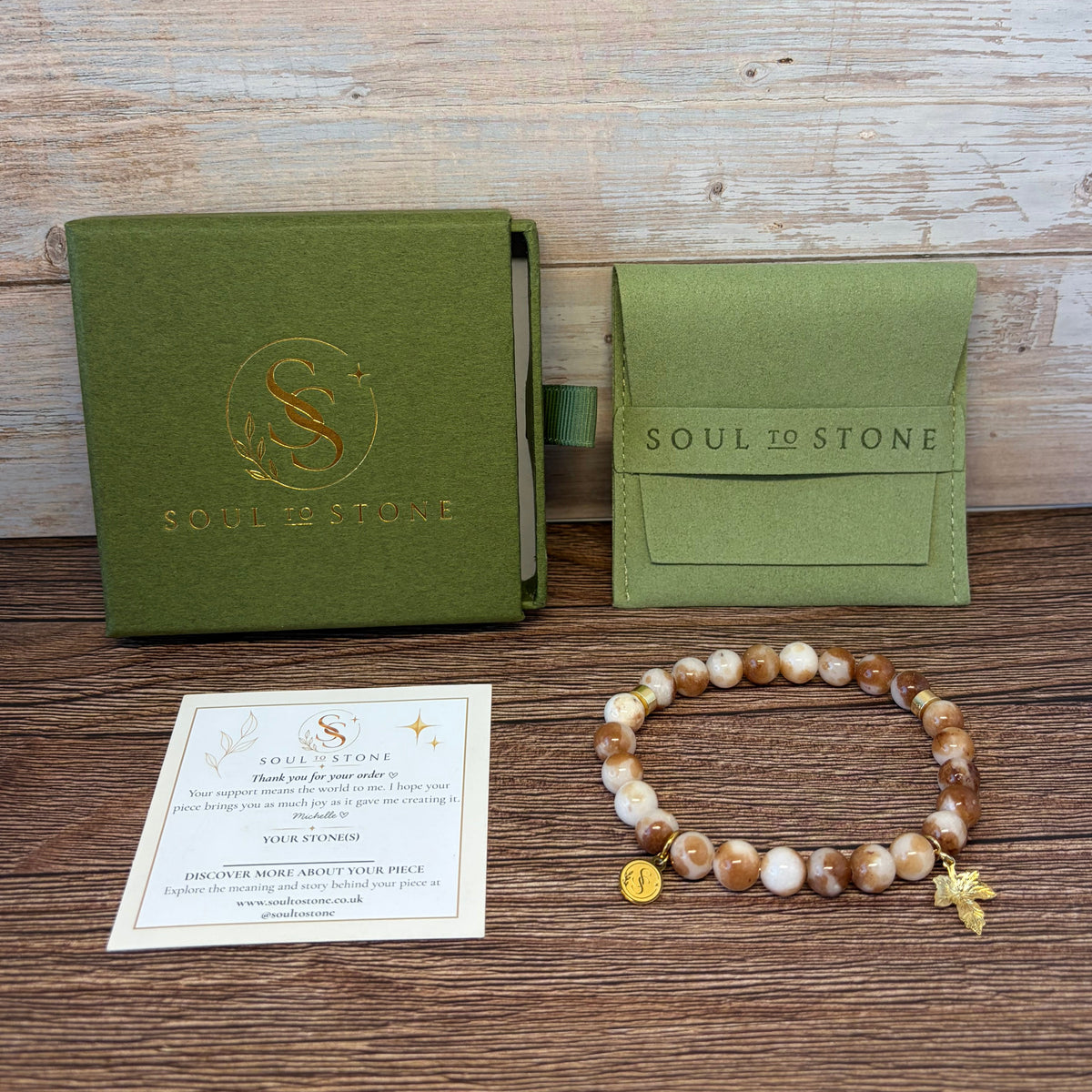 Statement Mottled Jade Bracelet with Leaf Drop Charm
