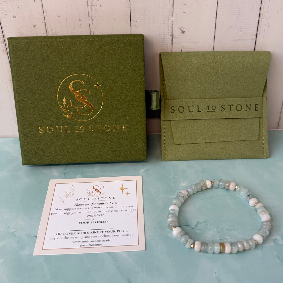 Signature Aquamarine and Opal Pebble Bead Bracelet