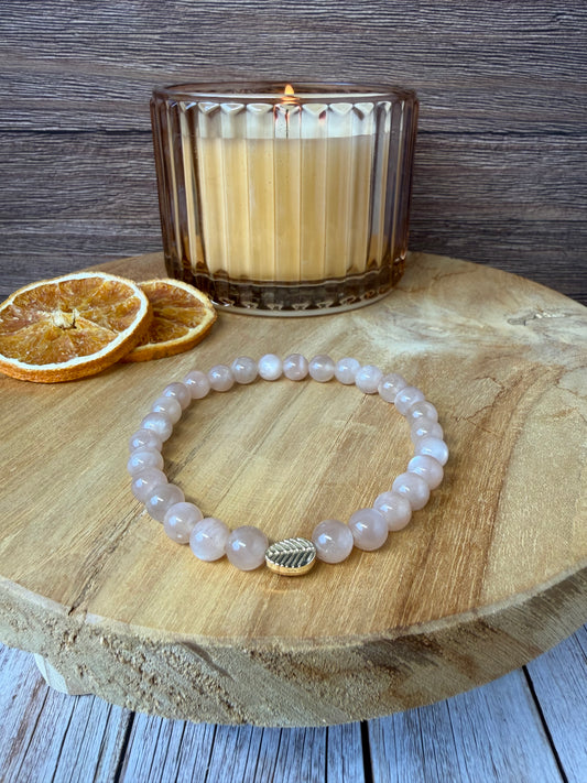 Signature Peach Moonstone Leaf Charm Bracelet