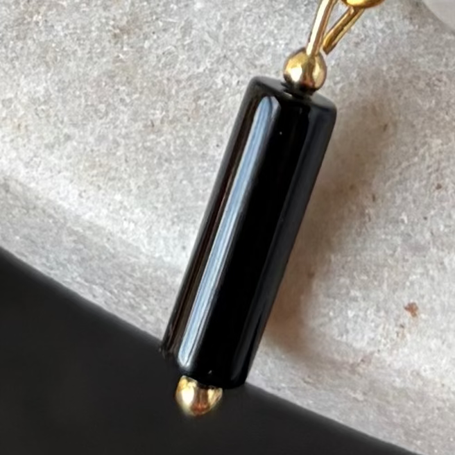 Sovereign Tourmalinated Quartz Bracelet with Black Onyx Pendant Charm