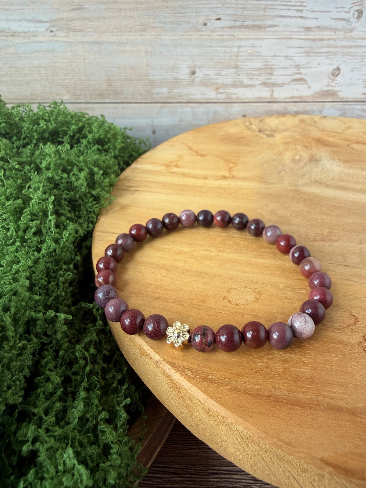 Signature Mookaite Bracelet with a Flower Charm