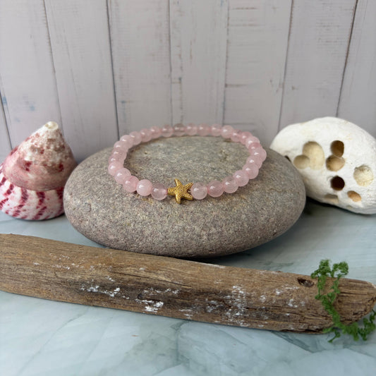 Signature Rose Quartz Bracelet with a Starfish Charm