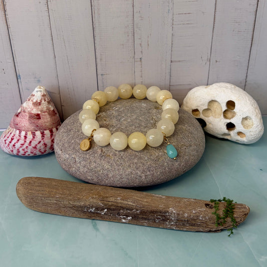 Sovereign Serpentine Bracelet with Aquamarine Pendant Drop Charm