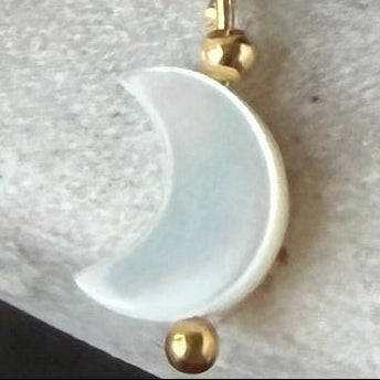 Statement Lepidolite Bracelet with a Freshwater Pearl Crescent Moon Drop Charm