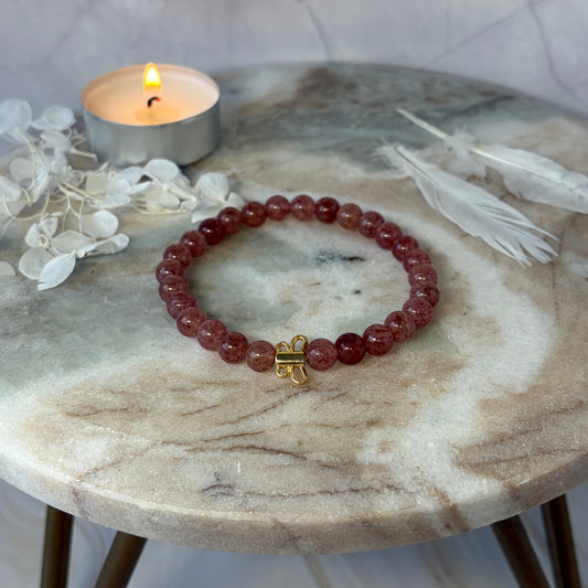 Signature Strawberry Quartz Butterfly Charm Bracelet