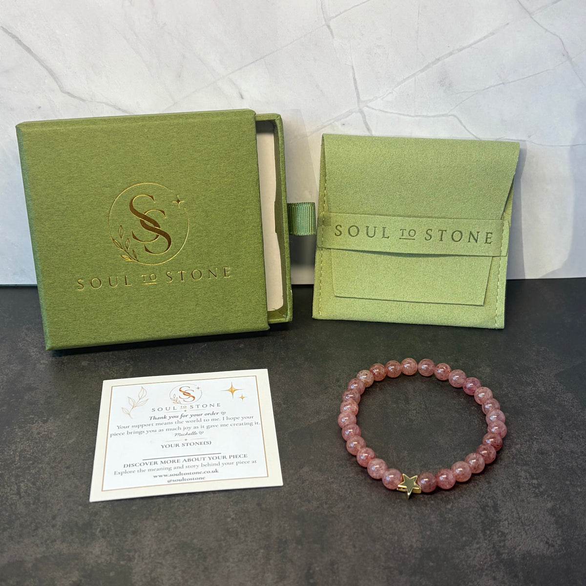 Signature Strawberry Quartz Star Charm Bracelet