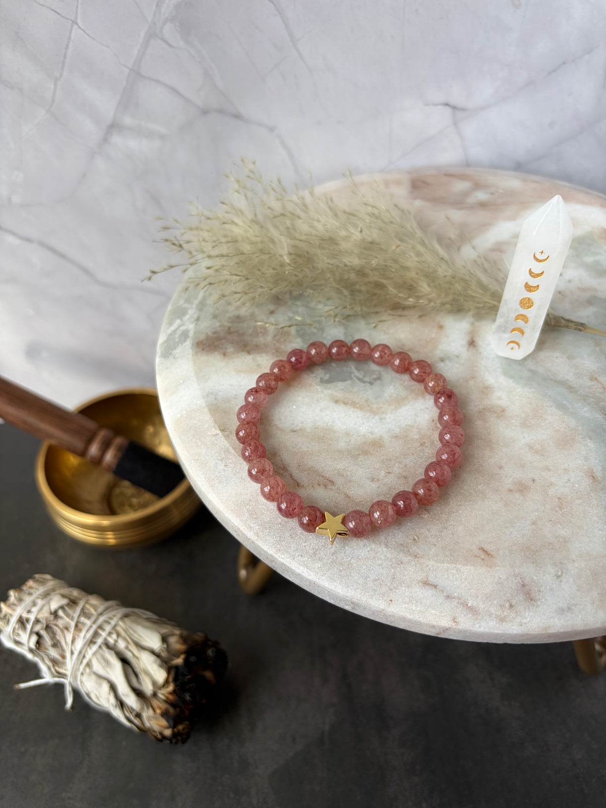 Signature Strawberry Quartz Star Charm Bracelet